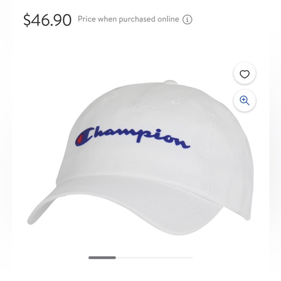 Champion bright white blue writing baseball cap adjustable silver clasp back - Picture 10 of 11